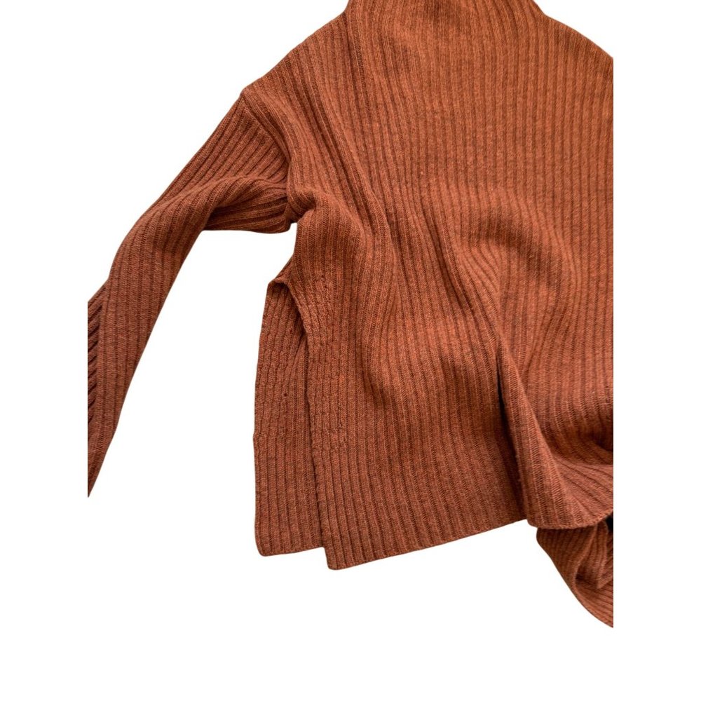Mijeong Park Wool Blend Side-Tie Ribbed Turtleneck Sweater Women Medium Brown - Picture 7 of 8